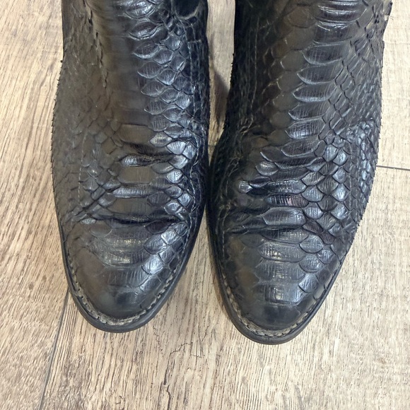Vintage Larry Mahan 1970’s Black Python Leather Cowboy Boots Size 6.5 - Picture 9 of 10
